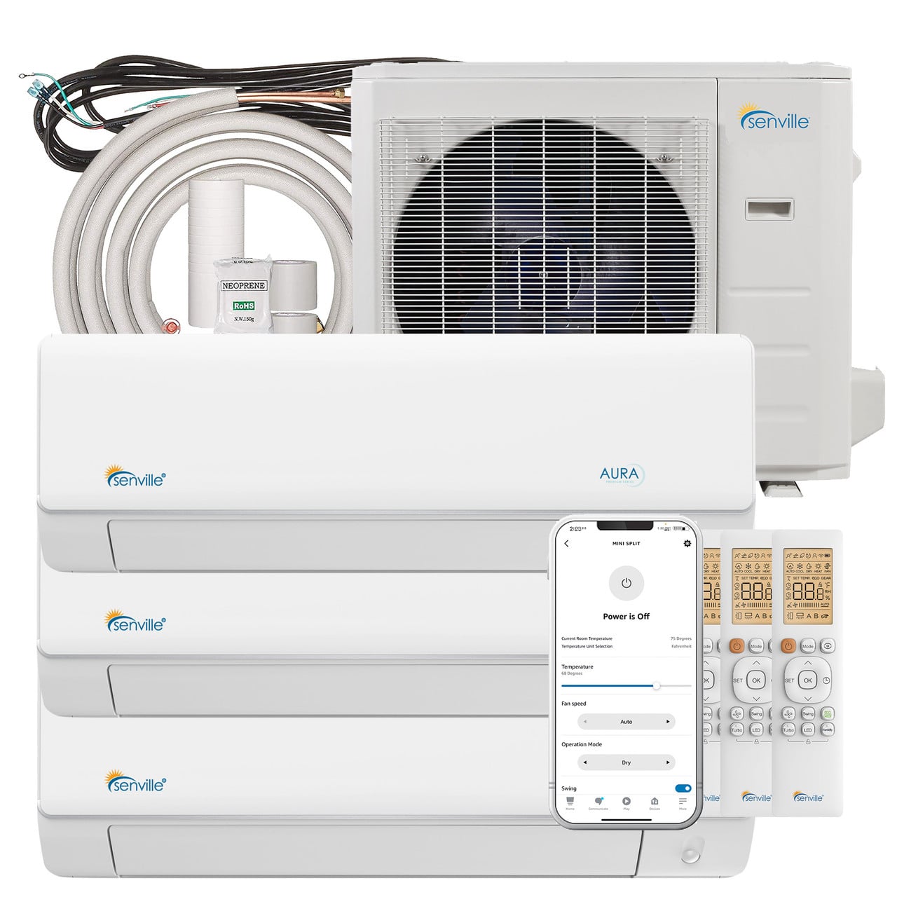 28000 BTU Tri-Zone Mini Split Air Conditioner / Heat Pump - SENA/30HF/T